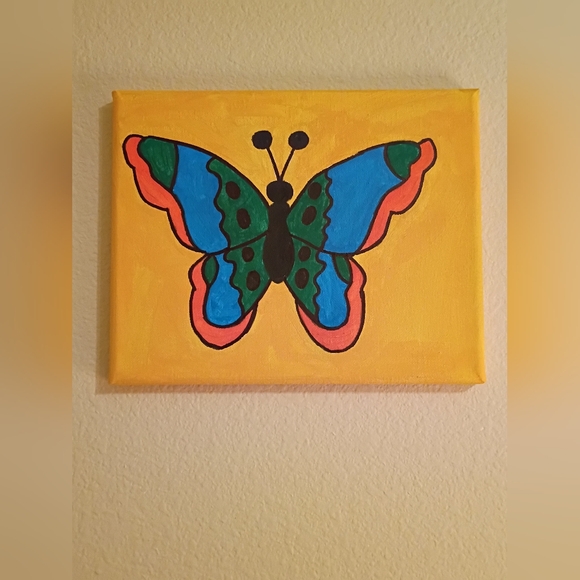 Handmade Other - Colorful Butterfly Canvas Art Wall Decor 8x10"